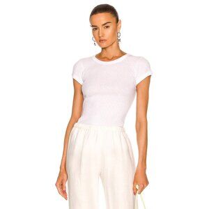Enza Costa Soft Cotton Cap Sleeve Crew Top in White